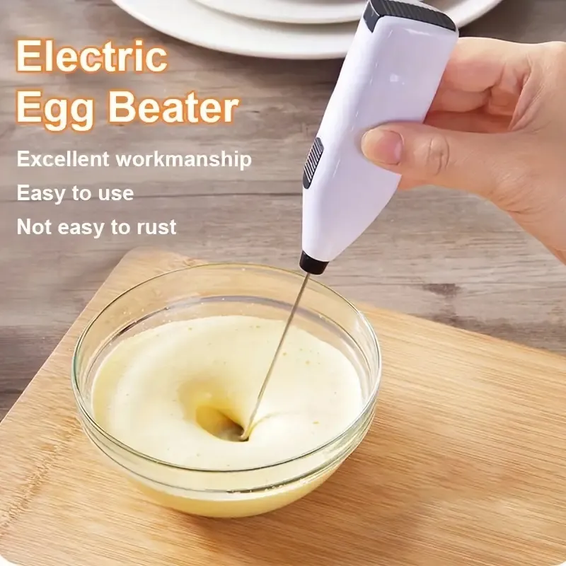 1 pc Batteur À Oeufs Ménage Cuisine Batteur À Oeufs Mini En Acier Inoxydable Électrique Batteur À Oeufs De Poche Café Lait Thé Mélangeur Mousseur À Lait Mousseur Cuisine Outils