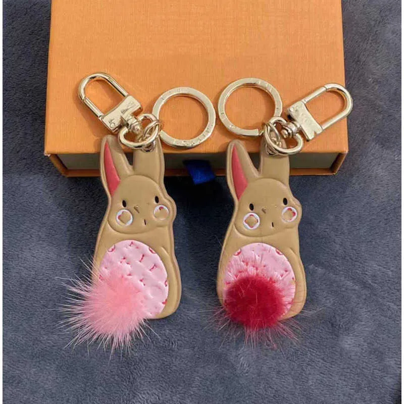 Porte-clés Lanyards porte-clés 2023 Nouveau designer porte-clés lapin et panda en peluche mignon sac pour dames voiture pour hommes pendentif créatif de haute qualité