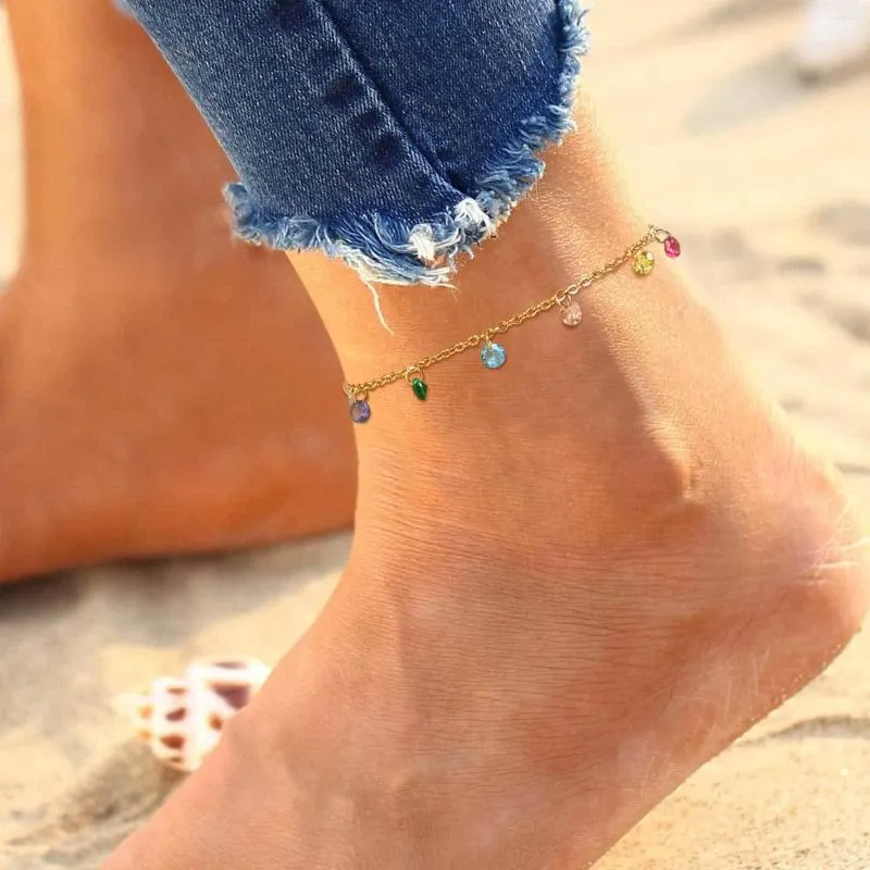 Anklets Charms Cubic Zirconia Ankle Bracelet For Women Summer CZ Foot Chain Elegant Delicate Beach Holiday Gift