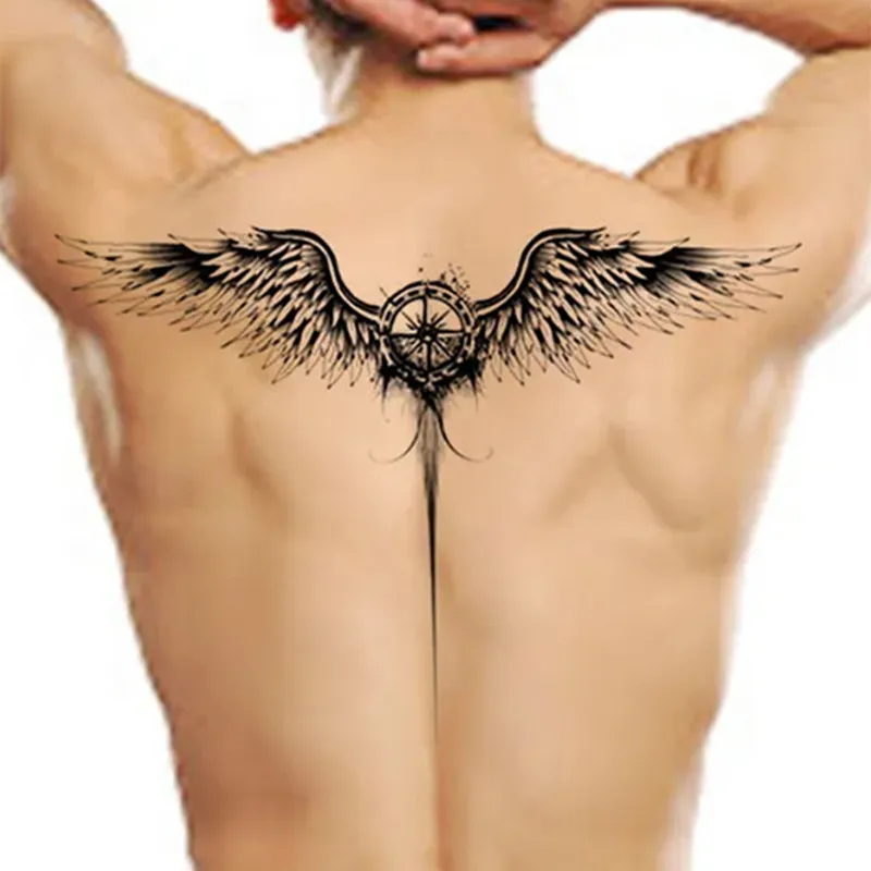 Demi-dos tatouages temporaires garçons MenFake tatouage ange aile épée pour femmes sur le corps poitrine Art Hotwife autocollant étanche Tatoo