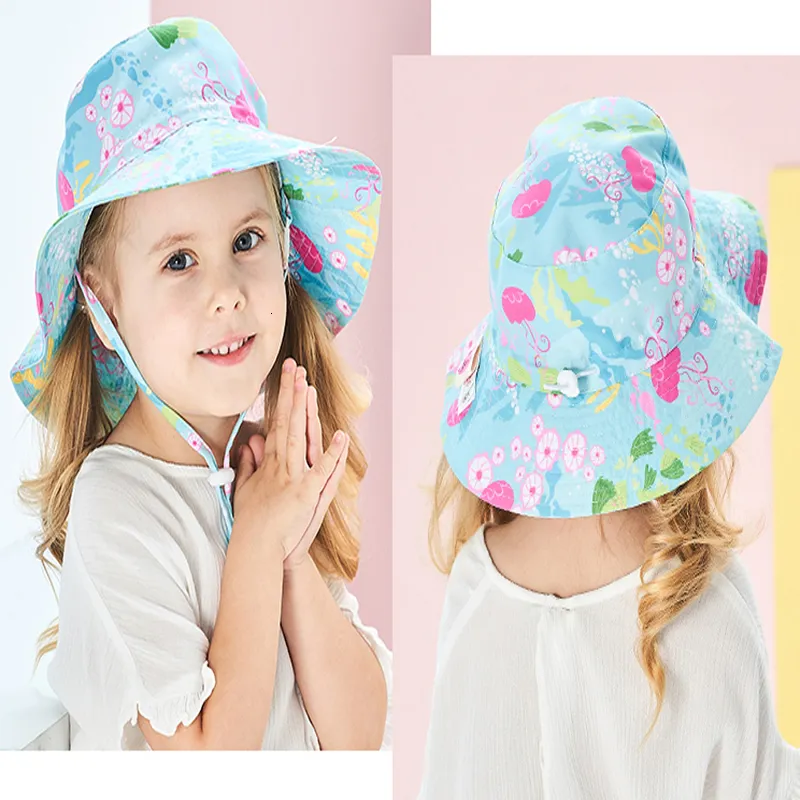 Bonés Chapéus TOU-Baby Boy and Girl Ocean World Sunhat Criança UPF50 Chapéu de Praia Crianças Adorável Algodão Verão Chapéu de Aba Grande Criança Produto Ao Ar Livre 1pc 230717