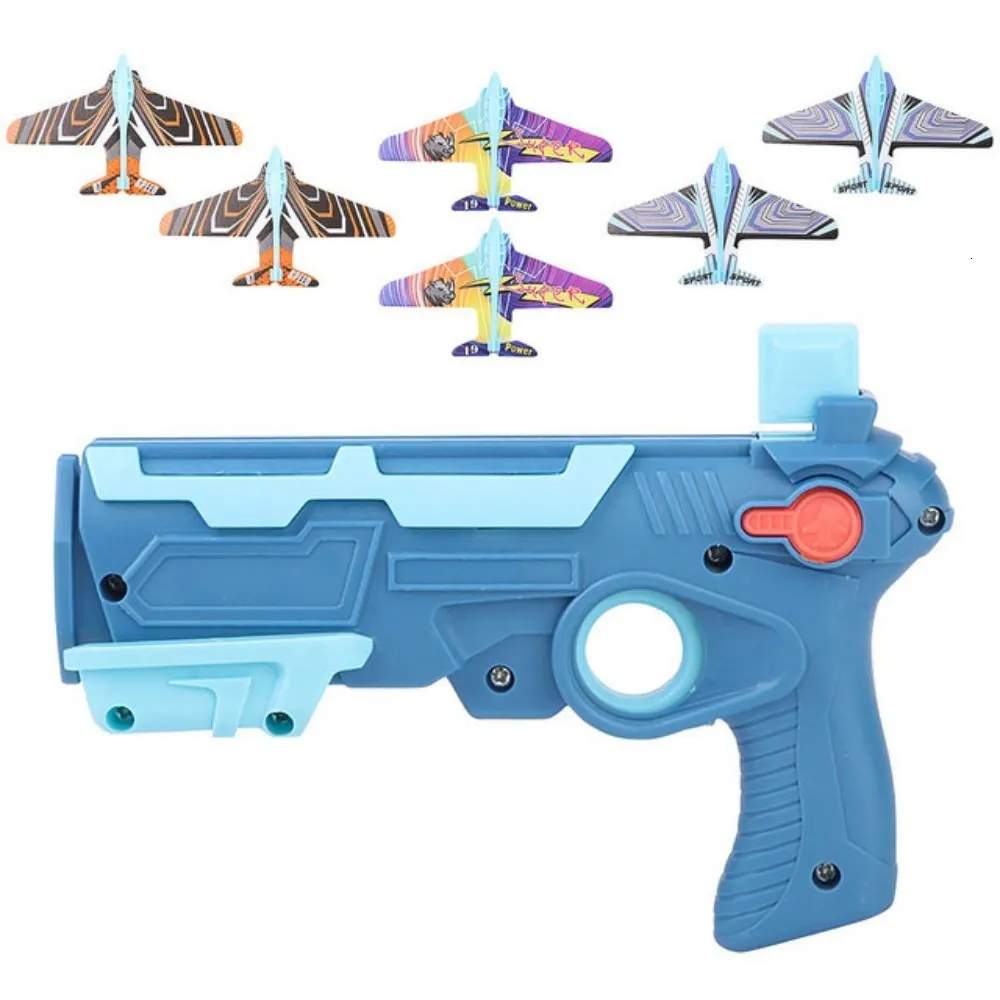 Sand Play Water Fun Airplane Launcher Bubble Catapult med 6 små plan Toy Funny Toys for Kids Plan Shooting Game Gift 230718