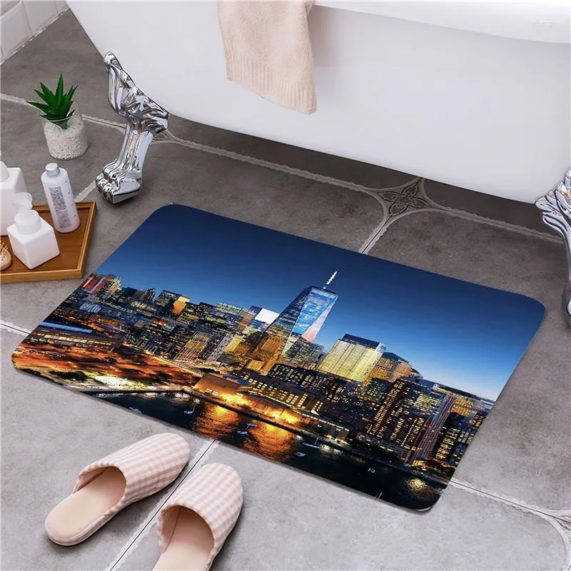 Mattor City Lighting Entrance Door Floor Mat Non-Slip Foot Pad Home Welcome Carpet For Hallway Bath Kitchen Doormat