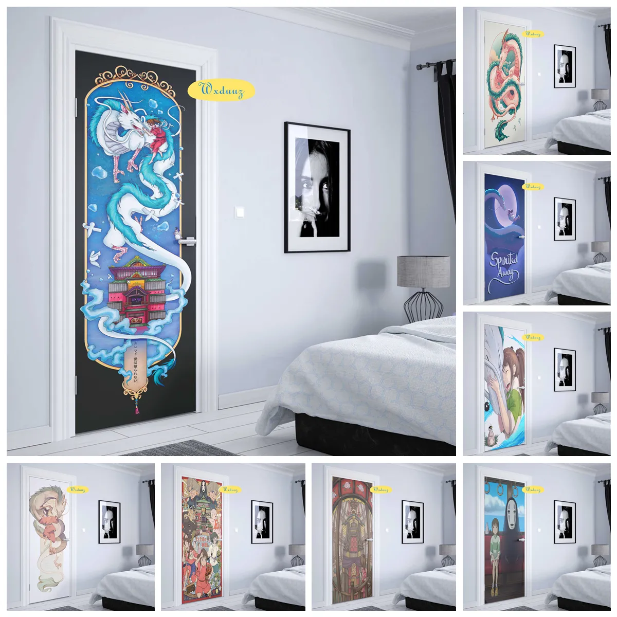 Wall Stickers Japans anime Miyazaki works Spirited Away removable DIY door stickers polyethylene material decorative wall 230717