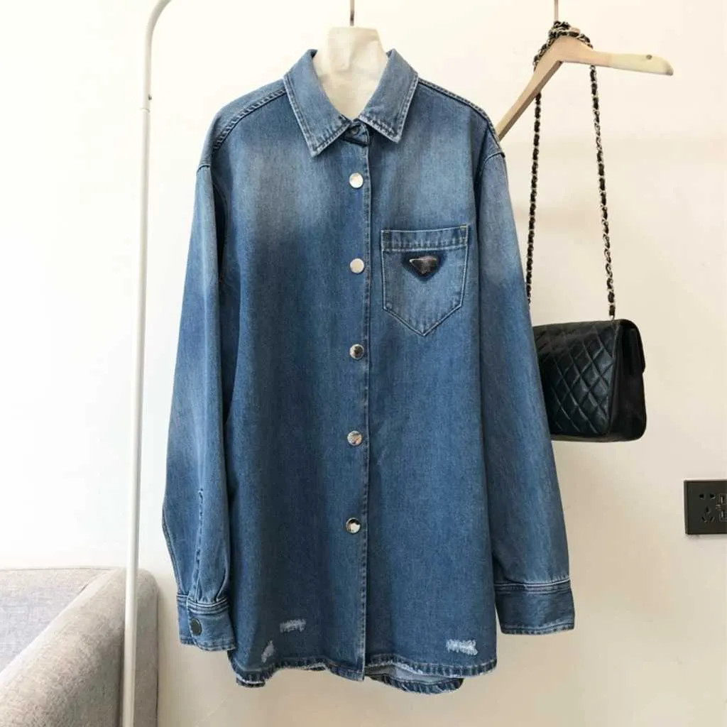 Spring men's lapel vintage wash denim long shirt coat, wash denim vintage to do old, classic casual fashion everything.