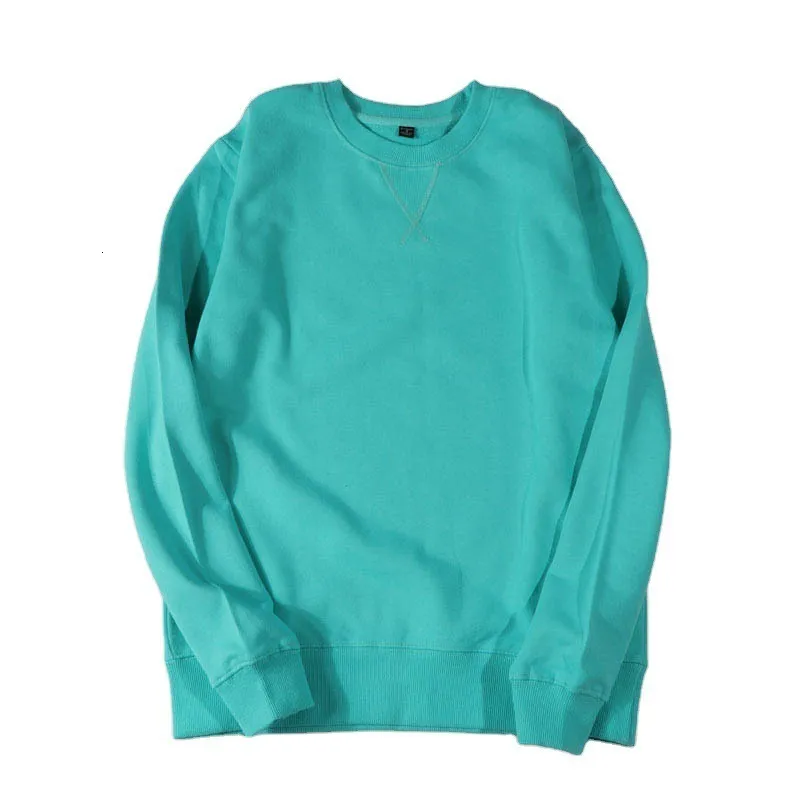 Sweats à capuche pour femmes Sweat-shirts Poids lourd Couleur TiffanyBlue Coton Pure Loose Basic Couple Sweat-shirt à col rond pour hommes femmes 340g 230717