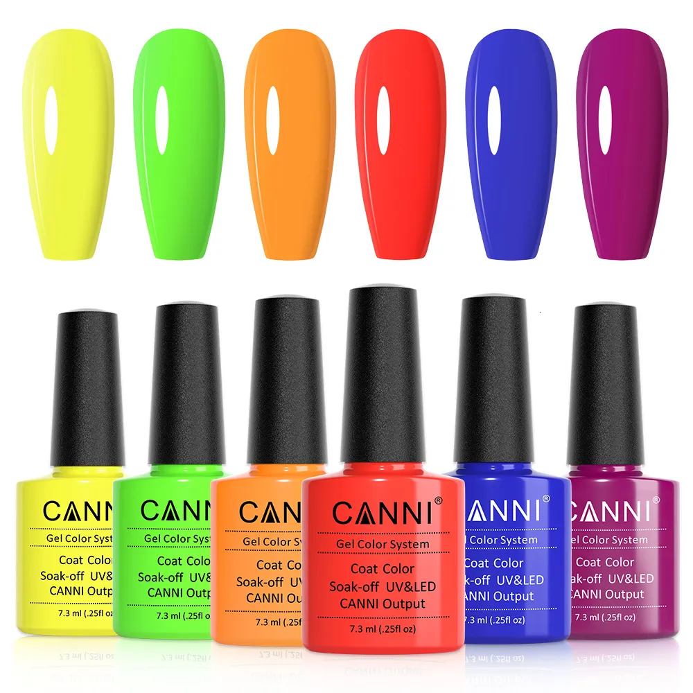 Gel pour ongles CANNI 6pcsLot Couleurs à la mode Ensemble de vernis Soak Off Led Longue durée UV Gel pour ongles Kit de vente de manucure Base Top Coat Gel 230717