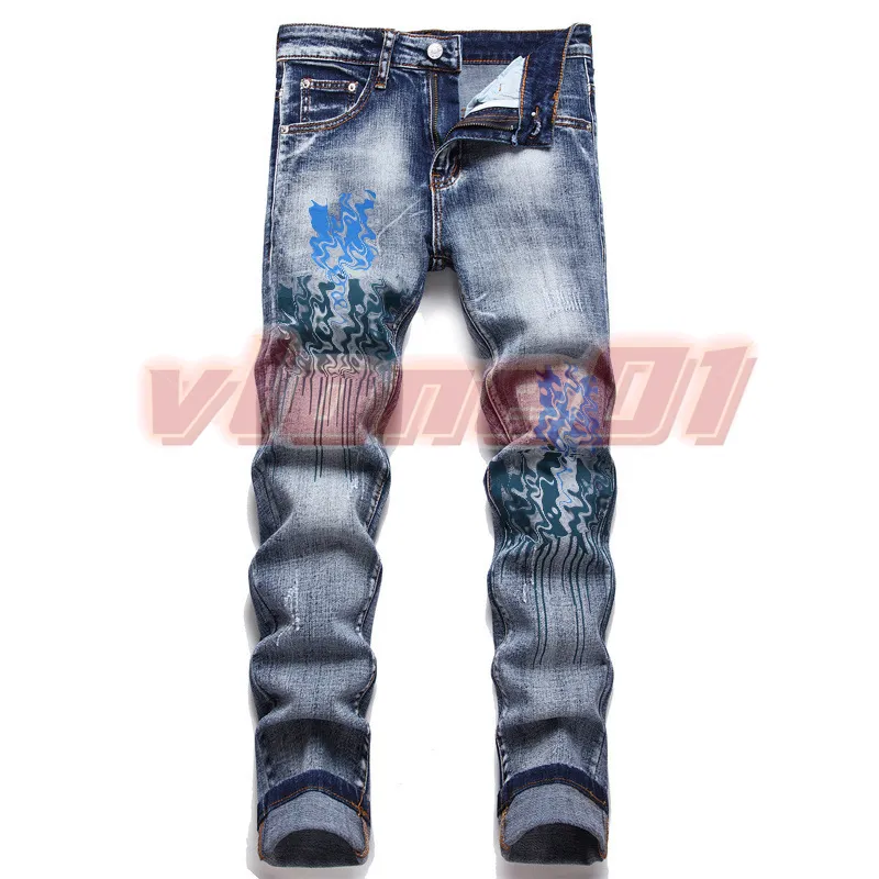 2023 Jeans de diseñador para hombre Ripped Biker Pantalones de mezclilla de motocicleta Streetwear Denim Skinny Slim Straight Biker Jean para hombre