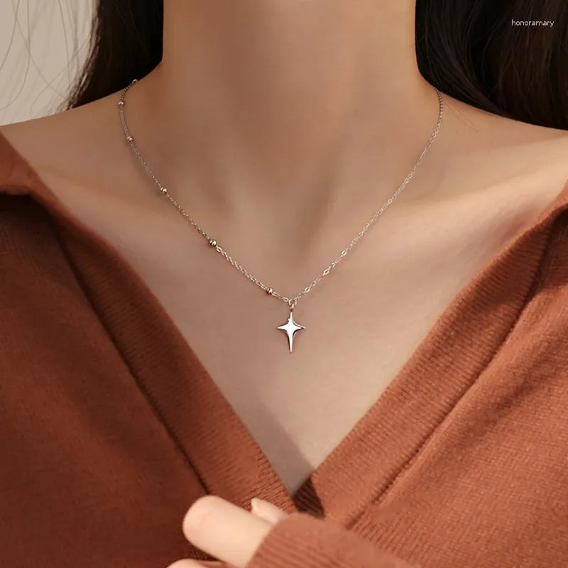 Chains Fashion Four-Pointed Star Necklace For Women Y2K Cross Pendant Necklaces Party Wedding Jewelry 2023 Trend Accessories