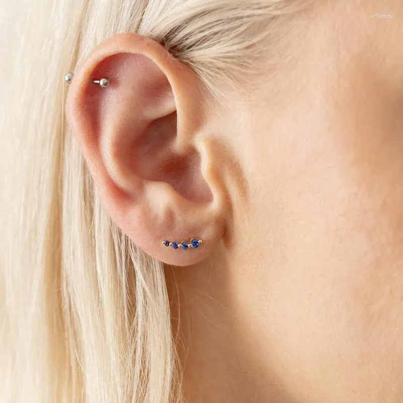 أقراط مسمار أنيقة S925 Sterling Silver Mapphire Studs - مجوهرات Hypoallergenic للنساء