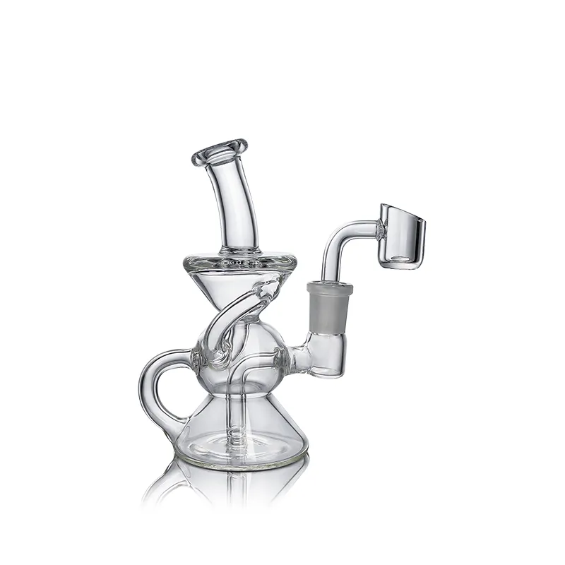 Waxmaid 5.3inch Zandloper Mini clear waterpijp Dab Rig 4 gaten stem turbine percolators Glazen Bong borosilicaatglas waterleiding US magazijn retail bestelling gratis verzending