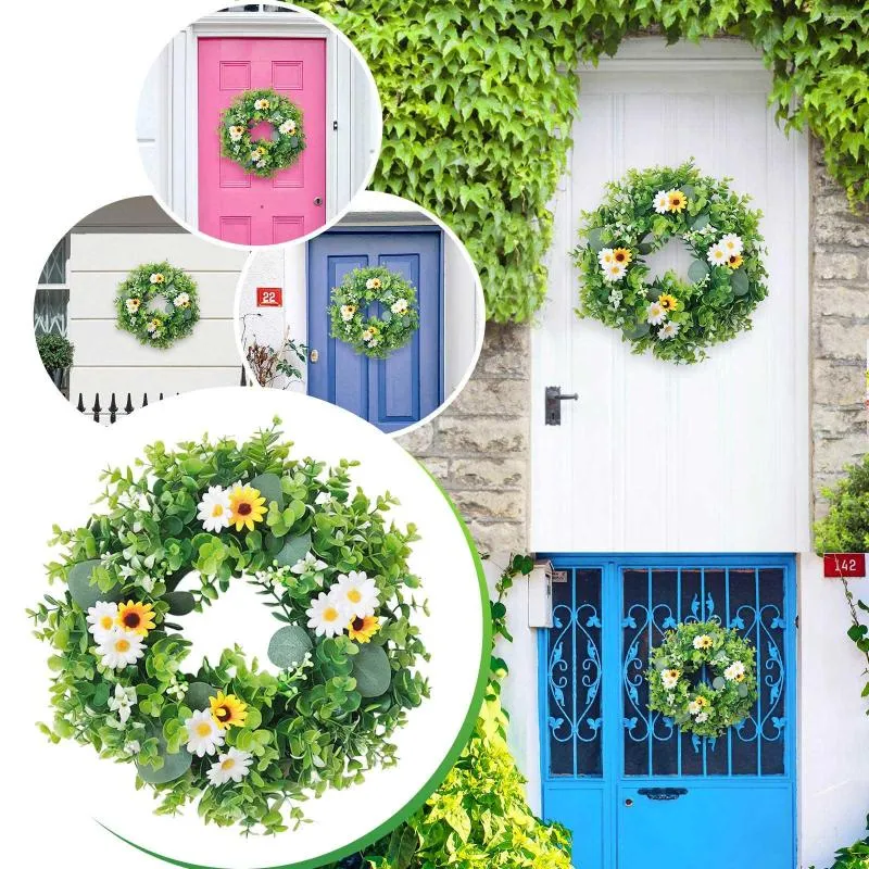 Decorative Flowers Green Decoration 16 Walls Inch Wreath Porch Floral Artificial Party Indoor Front Door Plants Large Frame