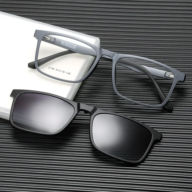 Солнцезащитные очки yimaruili Fashion Ultra Light Магнитные солнцезащитные очки Высококачественные квадратные ретро -рецептные очки TR90.