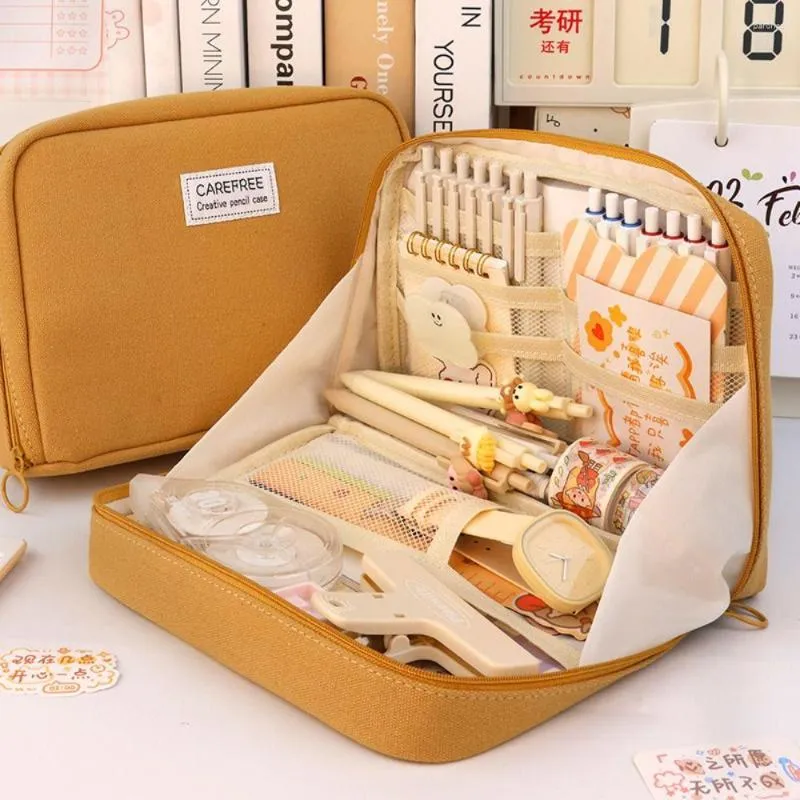 Wholesale Large Capacity Multifunctional Korean Pencil Case Pouch With  Zipper Ideal For Stationery, School Supplies, And Desktop Organizing From  Paronas, $12.27
