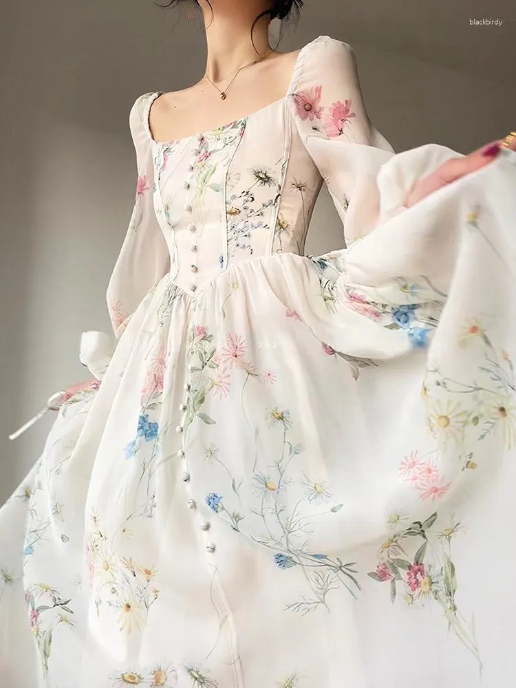 midi chiffon dress casual Midi Chiffon dress, Blue Boho Swing Chiffon dress, Bridesmaid dress, Wedding guest dress, Beach dress, Summer Women dress, Xiaolizi 5115