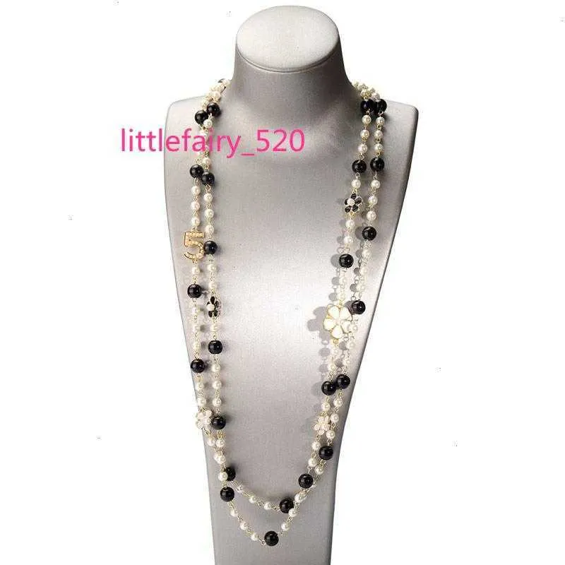 Подвесные ожерелья роскошные бренд Дизайн № 5 длинное жемчужное ожерелье камелия двойное слое