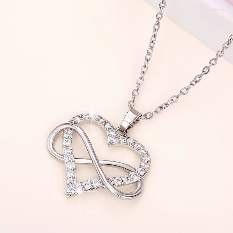 Pendant Necklaces Chic Women Heart Necklace Silver Color Elegant Infinity Finger Eight Shape Wedding Party Trendy Jewelry