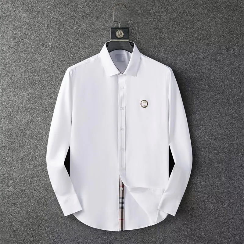 2023designer Mens Dress Shirt casual Slim Silk T-shirt Long sleeve Casual business clothing plaid men asian szie xxl xxxl88