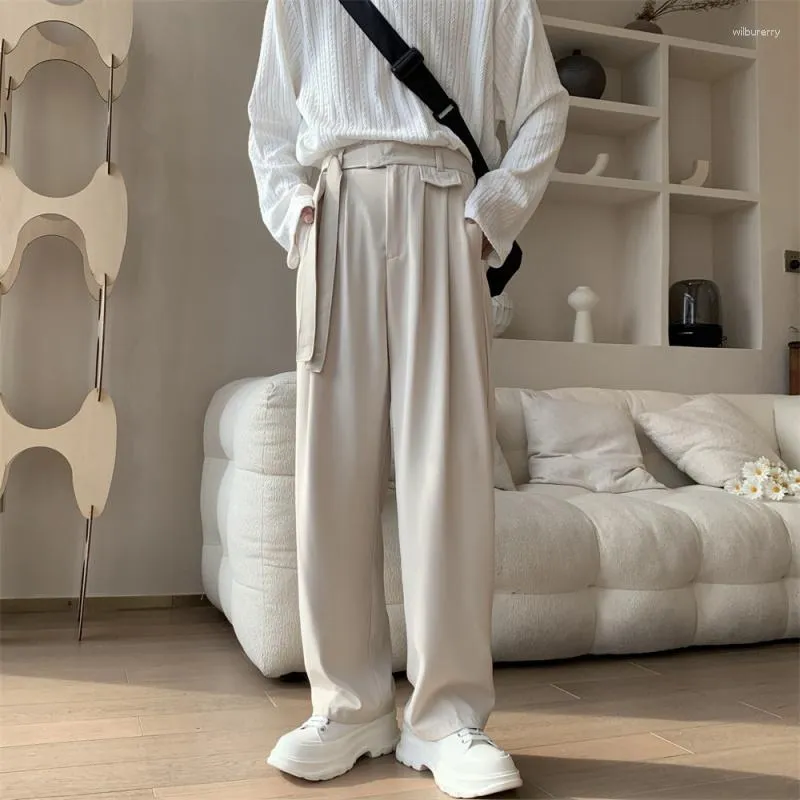 Mäns kostymer 2023 Spring Autumn Casual Wide Leg Suit Pants Man Loose Straight Trousers Män Solid Color Clothing Long U178