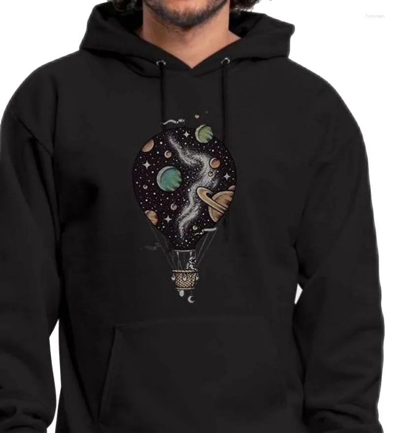 Erkek Hoodies Universe Tasarım Hava Balon Grafik Polar Hoodie Erkekler Astronomi Tutkusu Yenilik Moda Özelleştirilebilir Sweatshirt