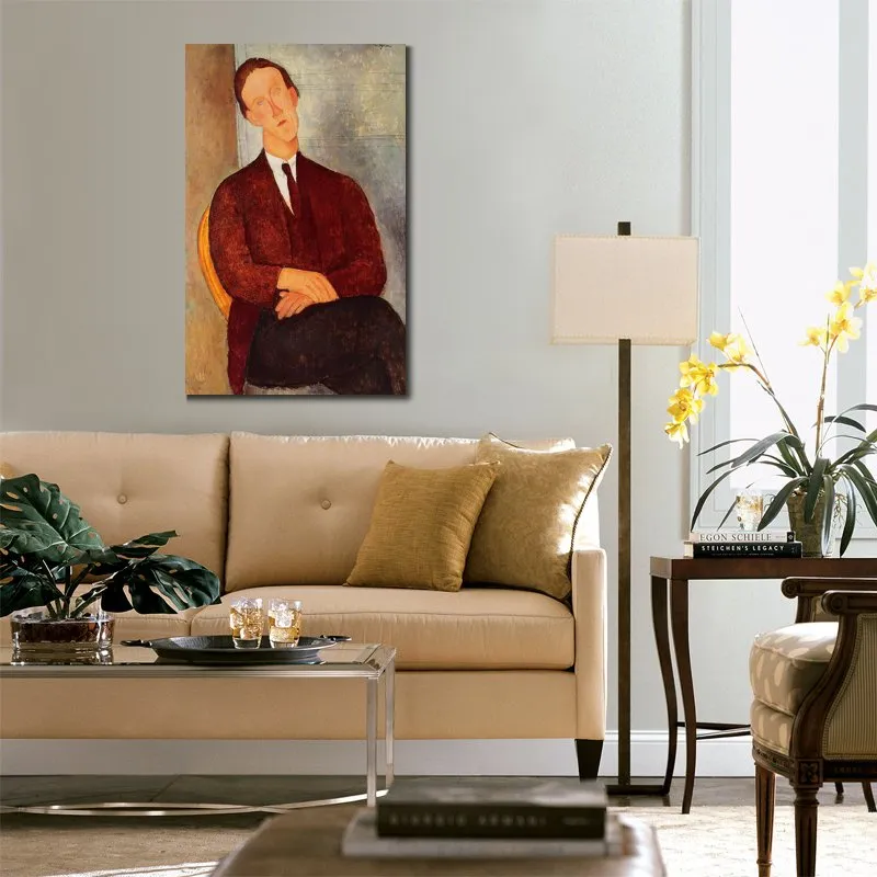Retrato abstrato da arte da lona Retrato da pintura de Morgan Russell Amedeo Modigliani Artesanal Contemporâneo Decoração da casa