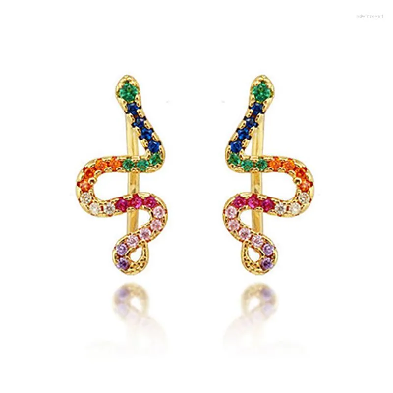 Stud Earrings Stylish Personality Exaggerated Colorful Crystal Alloy Snake Outlets Jewelry Animal Brinco