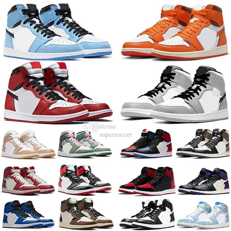 أحذية كرة السلة 1 Jumpman 1 Mid High Men Womense University Blue Black Smoke Gray 1s Chicago Red Dark Mocha Og Digital Pink Walking Outdior Trainers Flat Sneakers