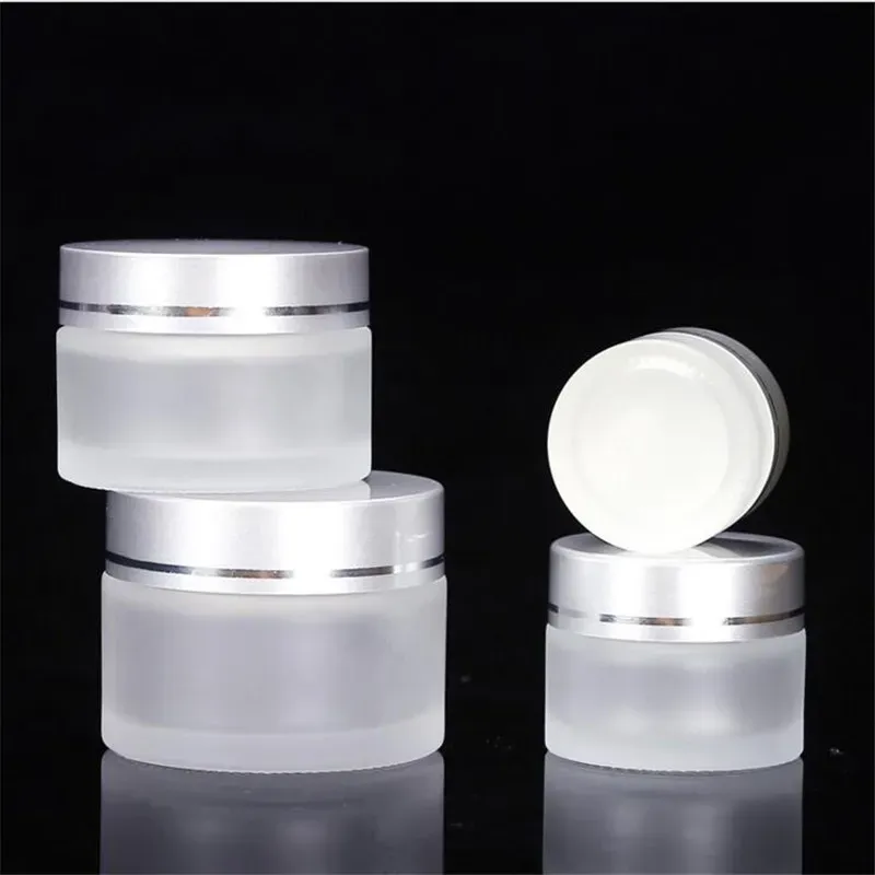 Cream Jar Refillable Cosmetic Bottle Sample Empty Container with Silver Lids and Inner Liners 5g 10g 15g 20g 30g 50g