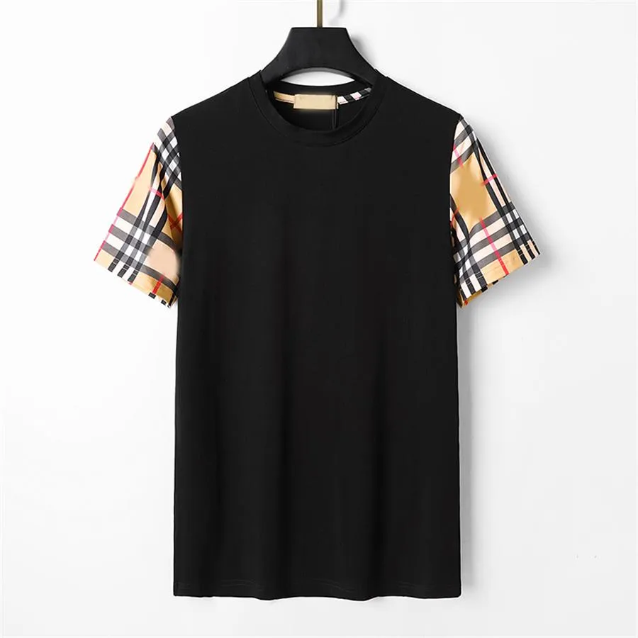 Designer de manga curta masculina e feminina nova camiseta de verão moda masculina xadrez patchwork camisa base meia manga ins moda base camisa