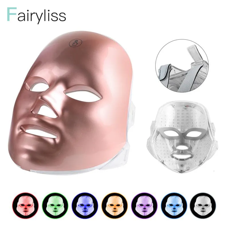 Appareils de soins du visage à usage domestique 7 couleurs LED masque rechargeable Pon thérapie anti-acné élimination des rides outils de rajeunissement de la peau 230617