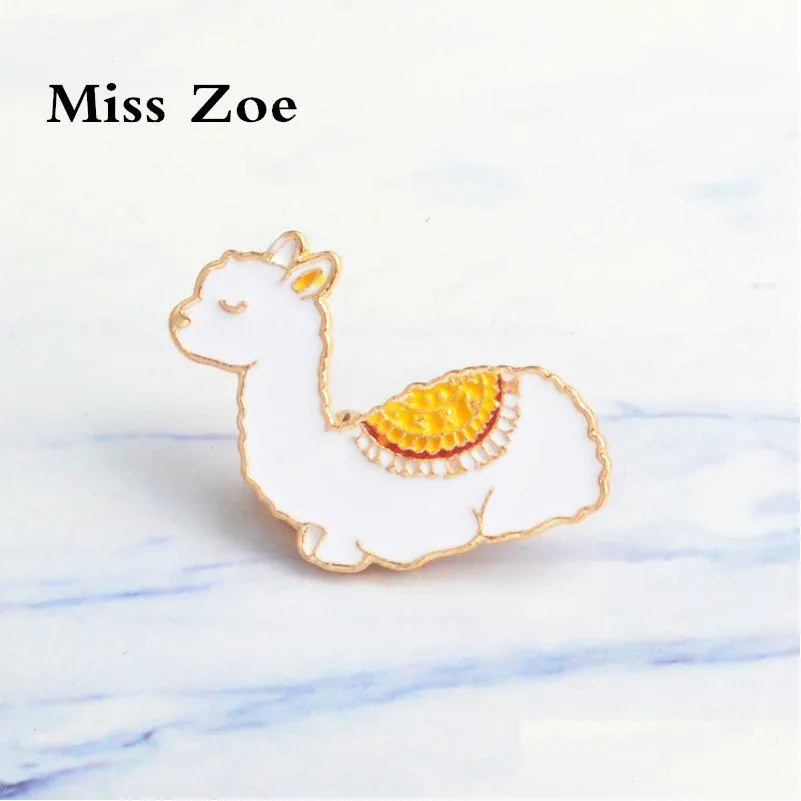 Pins Broches Baby Lama Emaille Pins Leuke Dier Badge Broches Gift Cartoon Pictogrammen Jasje Dress Knop Pin Voor Meisje En Drop De Dhxxl