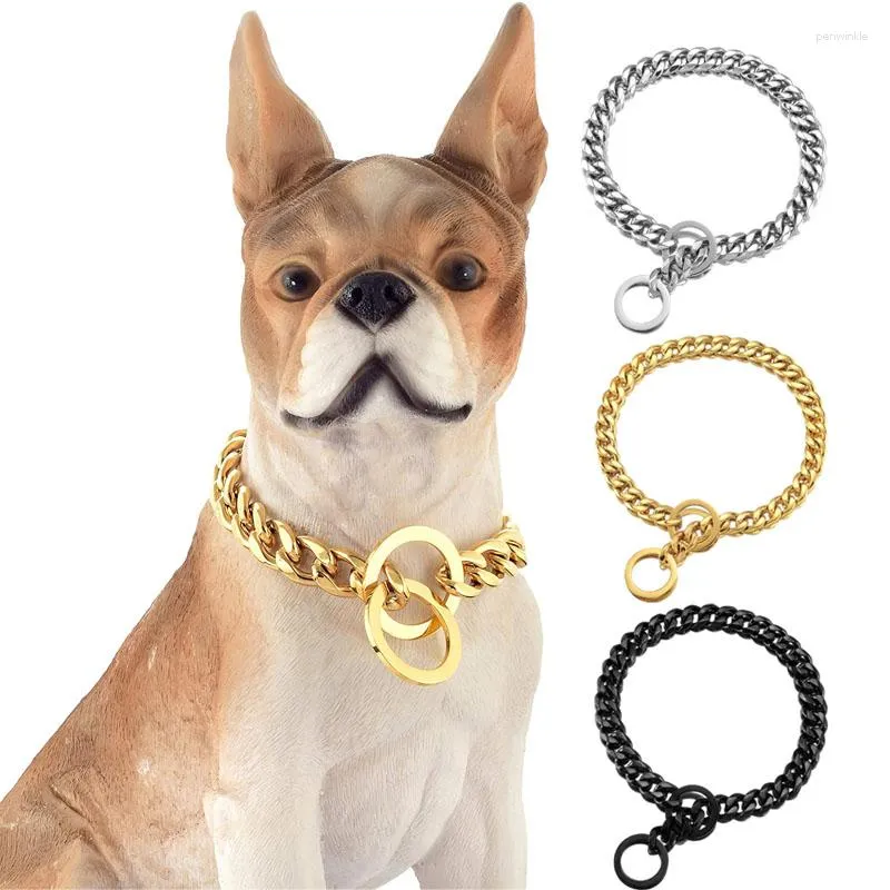 Halsbanden Metalen Halsband Rvs Cubaanse P Ketting Voor Meduim Grote Honden Zware Grote 10/15/ 19MM Breed 12in-32in