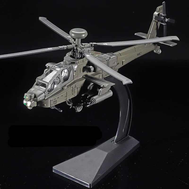 Modèle d'avion américain AH-64 Apache modèle d'hélicoptère en alliage général Simulation d'avion modèle de vol en métal son et lumière jouet pour enfant cadeau 230717