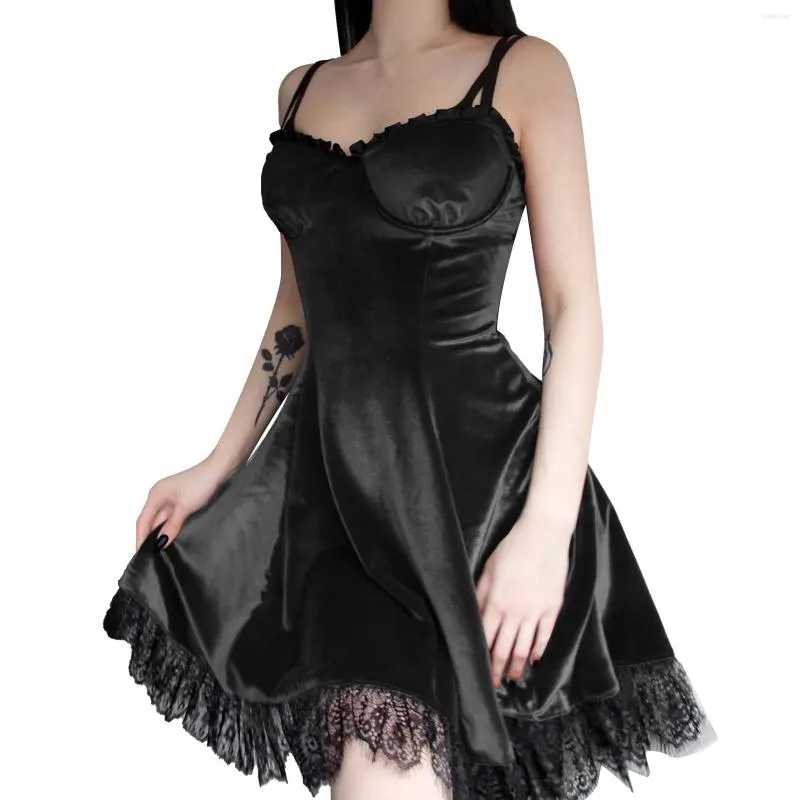 blue dress for baby girl Black Square Collar Metal Chain Organza Stitching Gothic Lolita OP Dress ( Short Version) – LolitaInside main image 0
