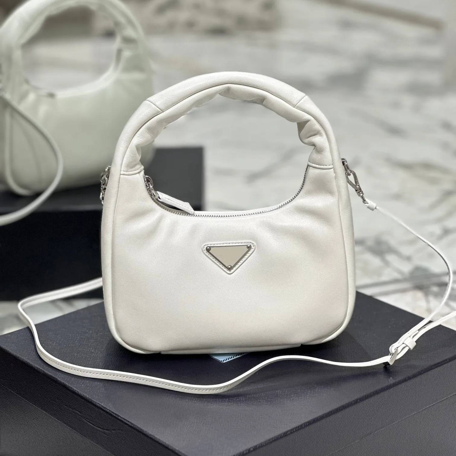 Luxury Designer Triangle Handbag For Women Genuine Leather Mini Hobo ...