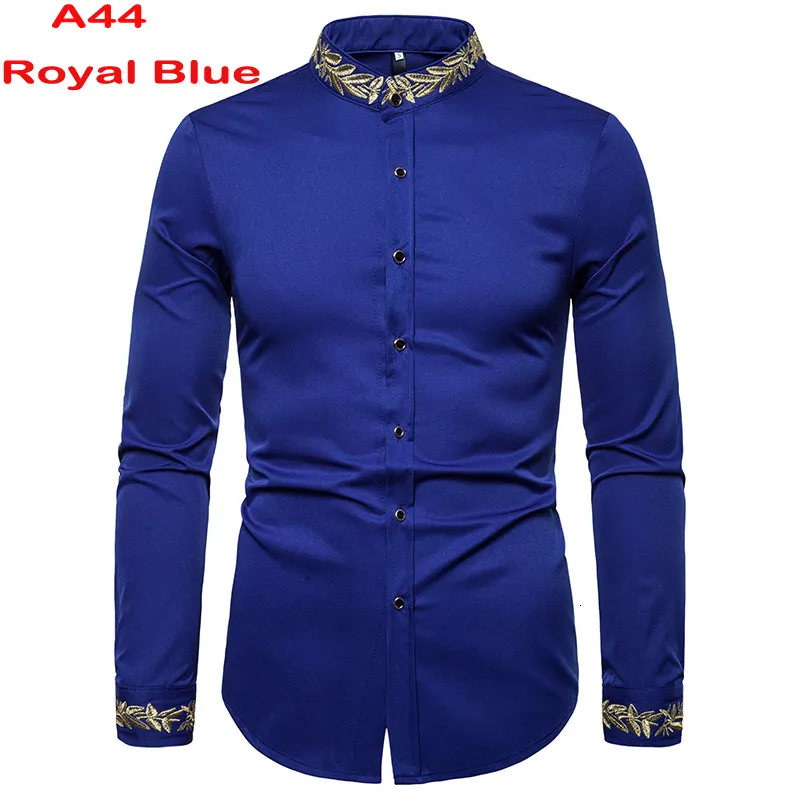 white christmas dresses Men's Basic Solid Color Button Up Dress Shirt (Royal Blue) Royal Blue / 2X-Large/18-18.5 Neck/36-37 Sleeve main image 0