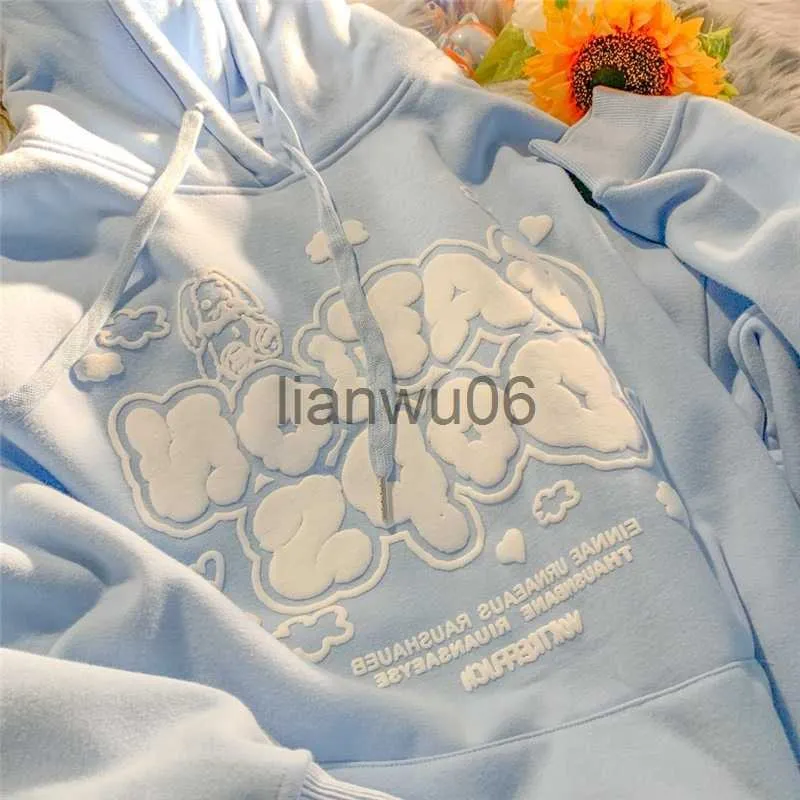 Sudaderas con capucha para mujer Estilo preppy japonés Sudaderas con capucha de mujer vintage Coreano Dulce Kawaii Sudaderas de gran tamaño Harajuku Carta Imprimir Ulzzang Lindo Ho J230718