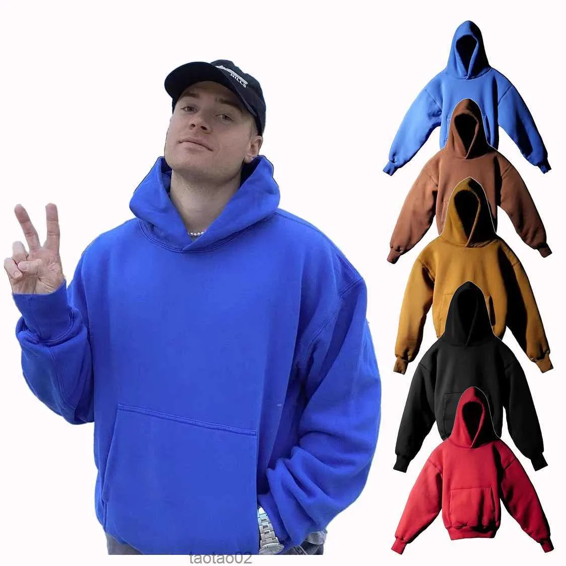 Hoodies voor heren Ontwerper Kanyes the Perfect Hoodie Wests Klein Blue Pullover Hoodys Tripartite Co-branded Men Hooded Jumper Yzys Fashion Heren en Dames8wfu