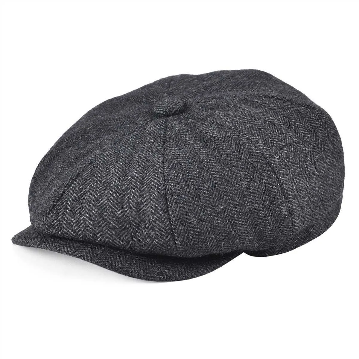 Newsboy Hats Botvela Wool Tweed Newsboy Cap HerringBone Men Women Gatsby Retro Hat Driver Flat Cap Classic Design High Quality Cap för Male HKD230718