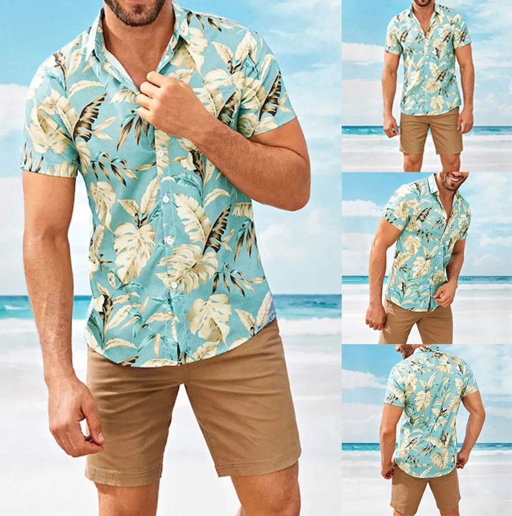 Herren Casual Hemden Mode Hemd Ärmel Ausschnitt Gedruckt Kurz Gestreiften StSummer Blusen Top Camisas De Hombre 230718