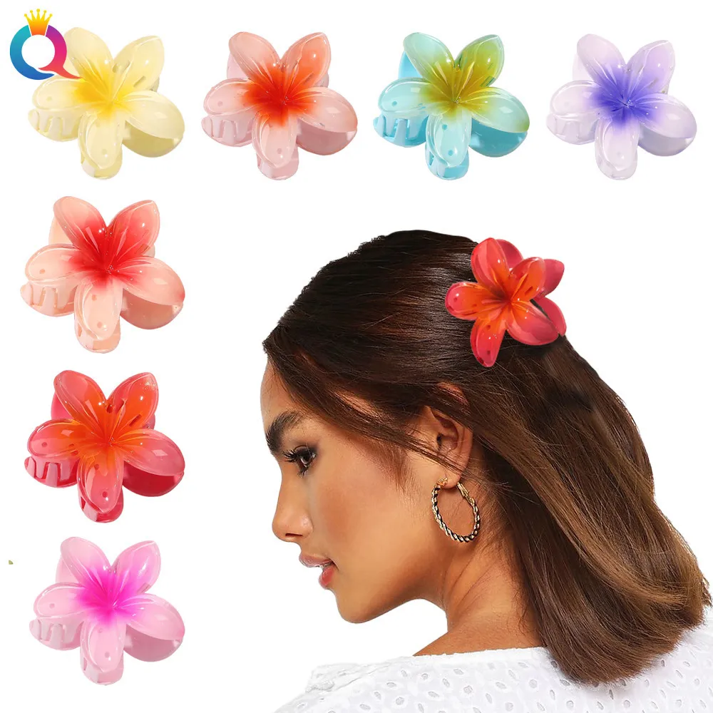 Berets 7 Pcs Flower Hari Claw Clips Big Hair Non Slip Cute Large Hawaiian Strong Hold Jaw Cl 230718