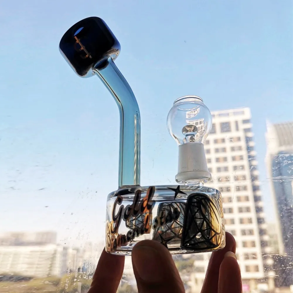 Nexus Glass Bong Söt Gloden Recycler Oil Rigs Bongs Glass Vattenrör Rökning Pipe Dab Rig Liten Mini Size 14mm Joint Free Frakt