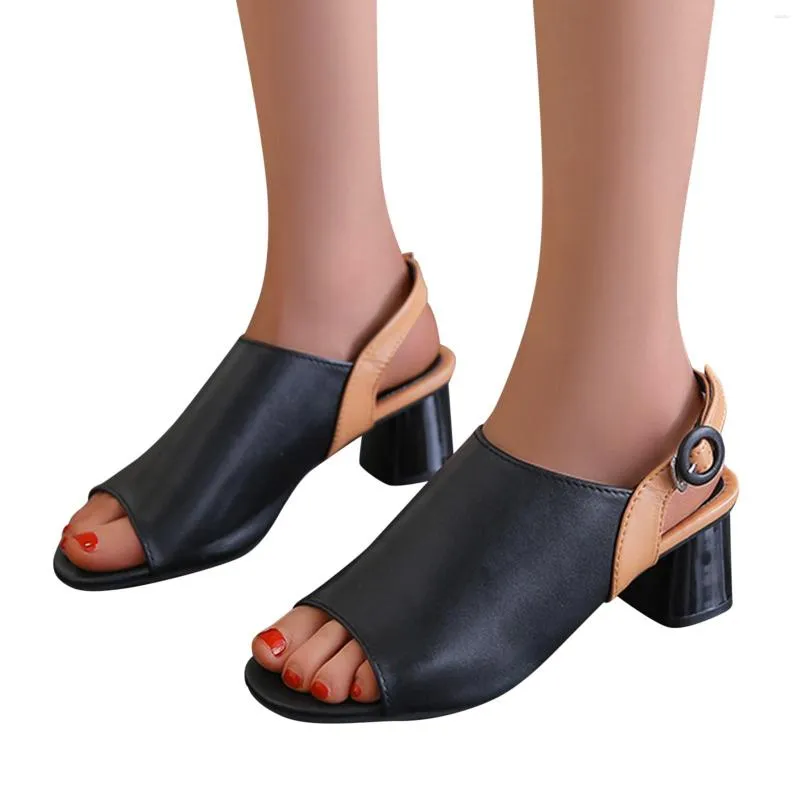 Сандалии Роман для женщин, дамы, коренастые каблуки высокая рыба, кожаная обувь сандалии de mujer verano 2023