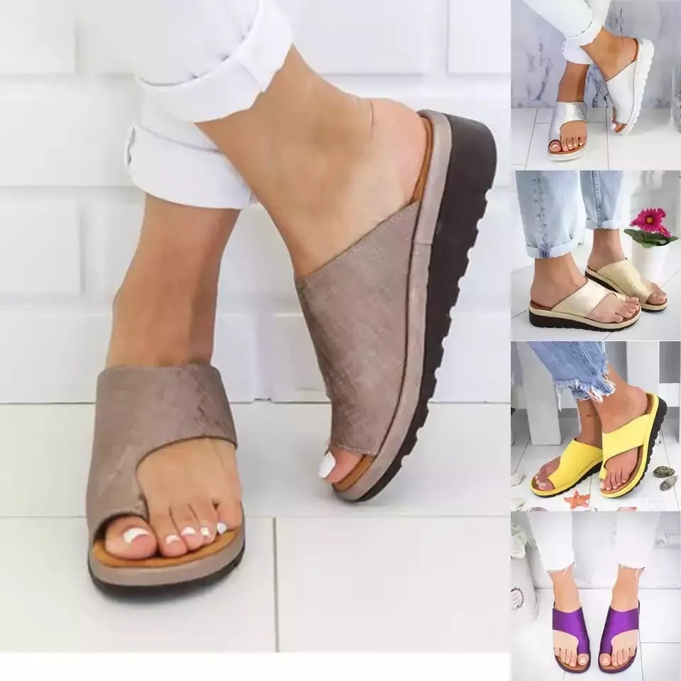 Slipper Zomer Sandalen Comfy Platform Platte Schoenen Zool Dames Casual Zachte Grote Teen Voet Sandaal Orthopedische Bunion Corrector 230717