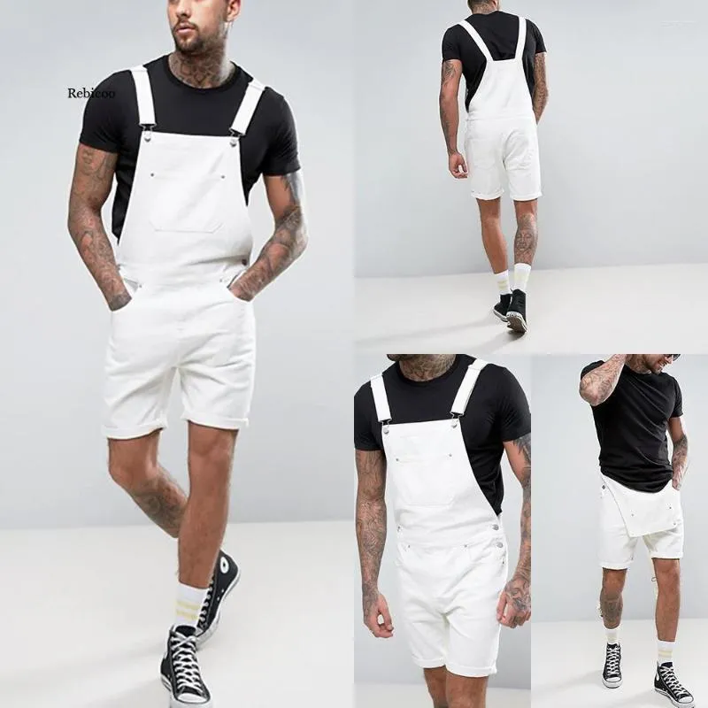 Men's Jeans Denim Pocket Overall Jumpsuit Streetwear Suspender Male Pants