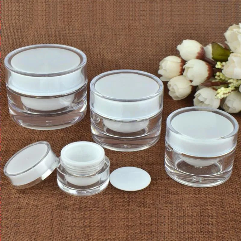 5 10 15 20 30 50 G ML Vazio Transparente Upscale Recarregável Acrílico Maquiagem Cosmética Creme Facial Loção Jarra Pot Garrafa Recipiente com forros Pnklp