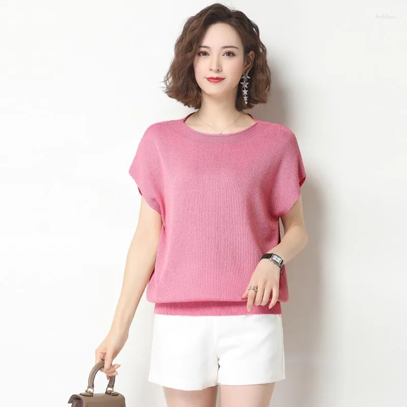 Kvinnors tröjor Summer Blue Batwing Sleeve Knitwear Elegant Ladies Sweater Tops Pullover Knit Tee Shirts