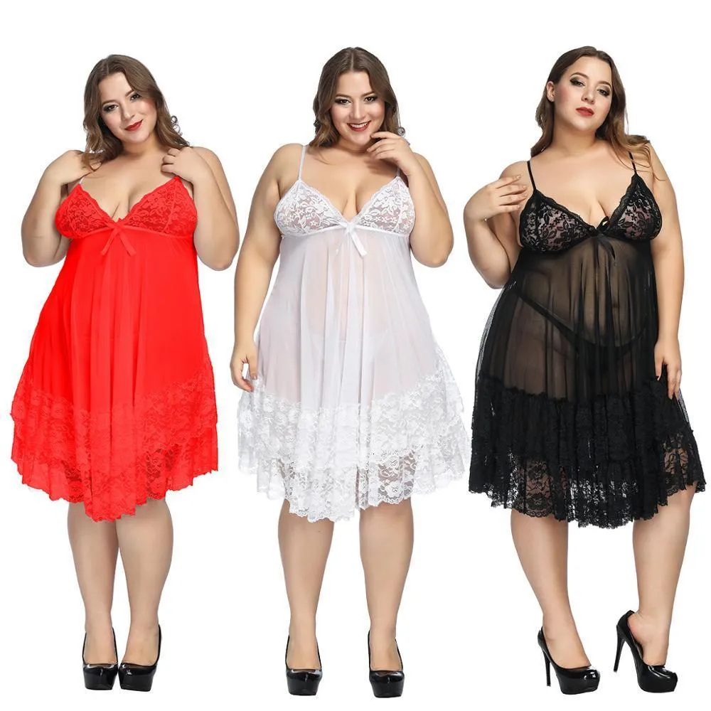 Sexy Pyjamas 7XL Plus Size Damen Nachthemd Sexy Nachtwäsche Spitze Großes Nachthemd Set Nachtwäsche Kleid Sexy Nightwar Sleep Lounge für Frauen 230718