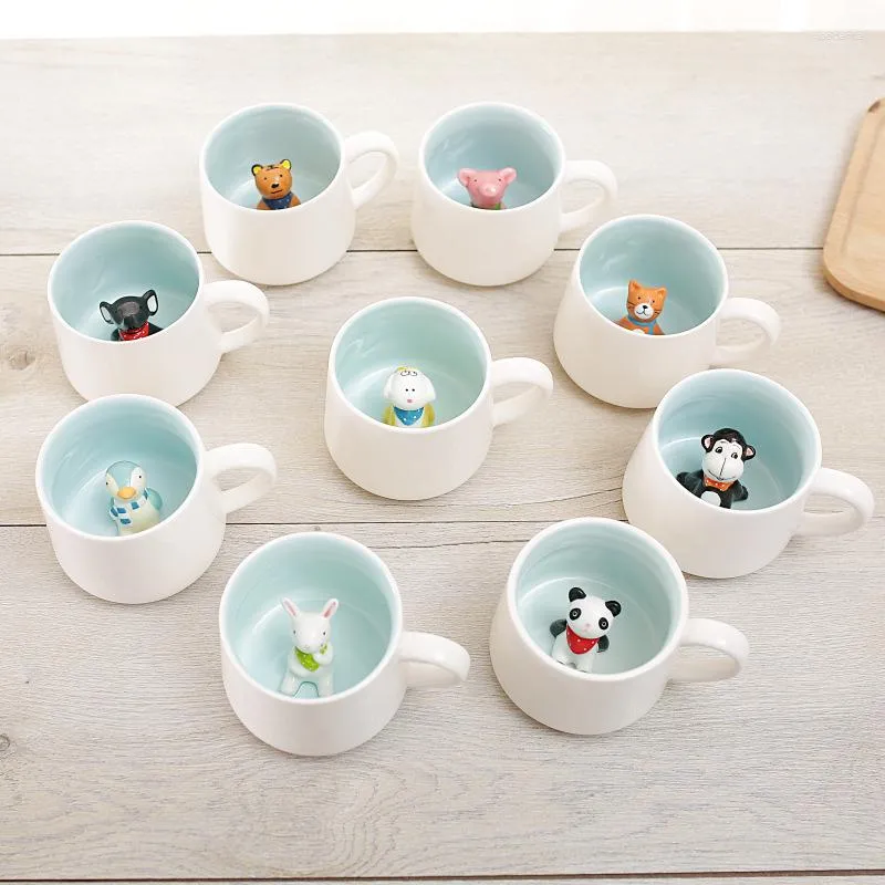 Tazze Tazza in ceramica animale 3D Simpatico cartone animato Latte Caffè Tazza d'acqua Colazione Novità Regali Natale per bambini Personalizzato