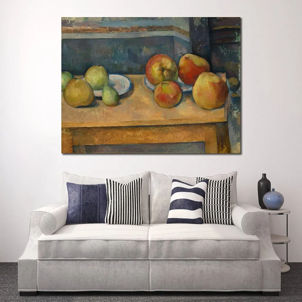 Lienzo abstracto arte naturaleza muerta con manzanas y peras Paul Cezanne pintura hecha a mano decoración moderna para baño